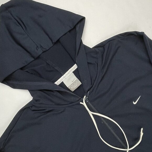 Nike Athletic Hooded Active Jacket Women’s L(12/14) Poly Stretch Run Sports Blue - Picture 1 of 11